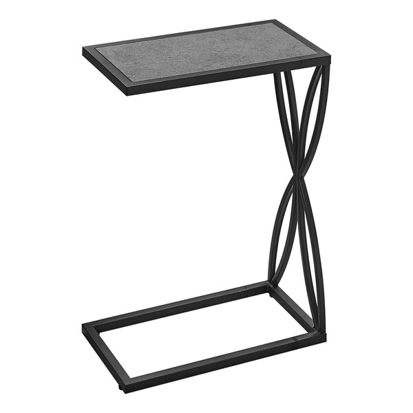 Daphnes Dinnette 25 in. Metal Stone Look Accent Table, Grey & Black - DA2433093
