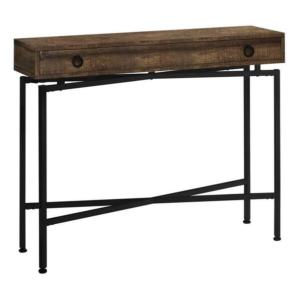 Daphnes Dinnette 42 in. Brown Reclaimed Wood & Black Console Accent Table - DA3071183