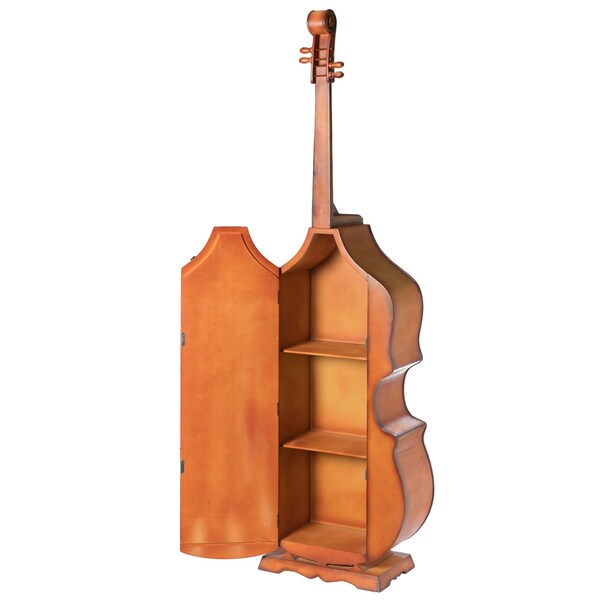 Vintiquewise 6.5 Feet Tall Violin, 3 Shelf Large Violin Shaped Cabinet With Door - QI003769