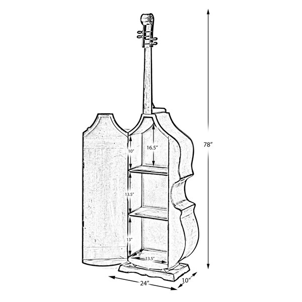 Vintiquewise 6.5 Feet Tall Violin, 3 Shelf Large Violin Shaped Cabinet With Door - QI003769