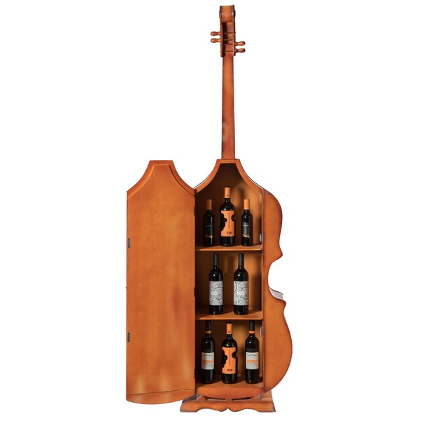 Vintiquewise 6.5 Feet Tall Violin, 3 Shelf Large Violin Shaped Cabinet With Door - QI003769