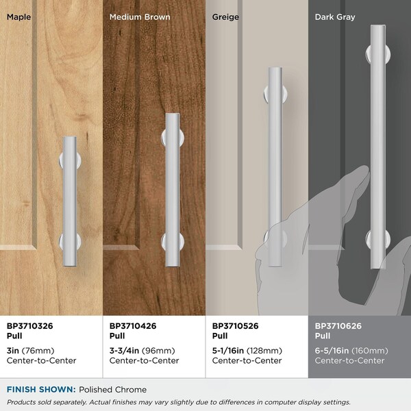 Amerock Everett 6-5/16 inch 160mm Center-to-Center Polished Chrome Cabinet Pull - BP3710626