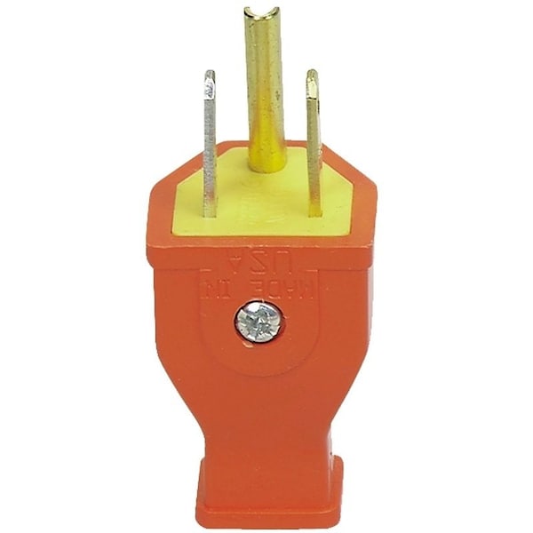Eaton Wiring Devices Electrical Plug, 2 -Pole, 15 A, 125 V, NEMA: NEMA 5-15, Orange - SA3990