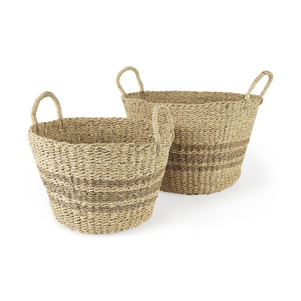 Palacedesigns 11.81 x 17.71 x 17.71 in. White Detailed Wicker Storage Baskets - PA3101899