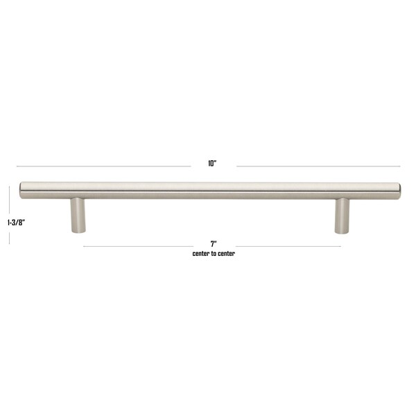 Gliderite Hardware 7 in. Center to Center Satin Nickel Solid Steel Bar Pull - 5004-178-SS - 5004-178-SS-1