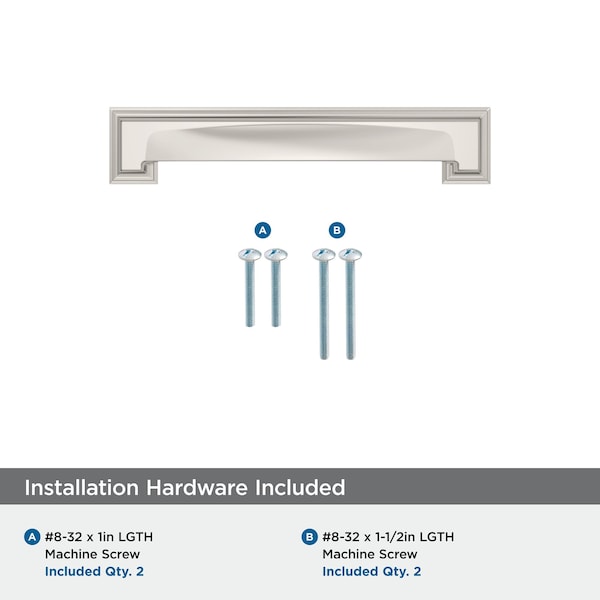 Amerock Appoint 5-1/16 in or 6-5/16 in 128mm or 160mm Center-to-Center Polished Nickel Cabinet Cup Pull - BP36763PN