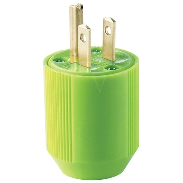 Eaton Wiring Devices Electrical Plug, 2 -Pole, 15 A, 125 V, NEMA: NEMA 5-15, Fluorescent Green - BP3867-4GN