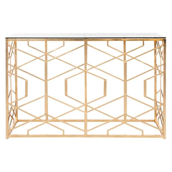 Safavieh 30 x 47 x 15.5 in. Sean Gold Leaf Console Table, Gold - AMH8342A