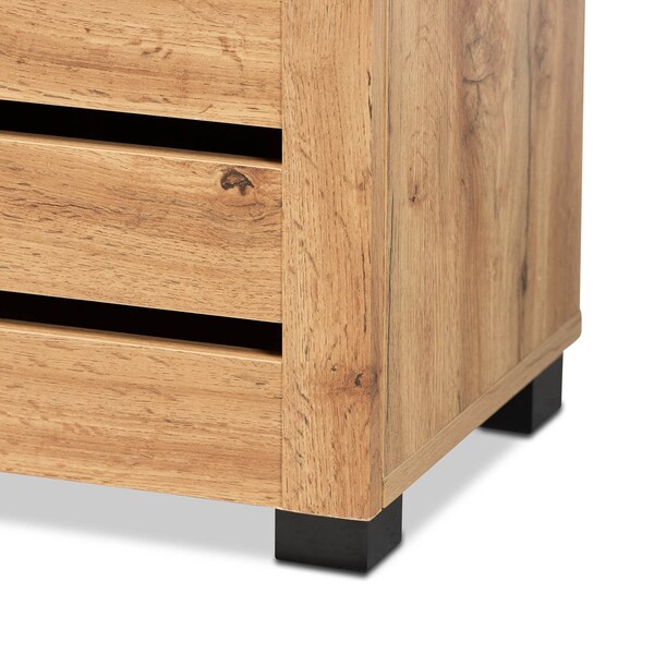 Baxton Studio Adalwin Modern and Contemporary Oak Brown Finished Wood 2-Door Shoe Storage Cabinet - 189-11986-ZORO