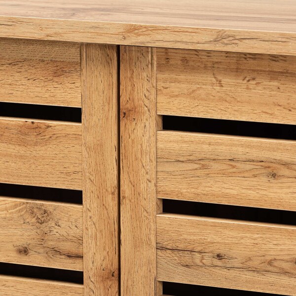 Baxton Studio Adalwin Modern and Contemporary Oak Brown Finished Wood 2-Door Shoe Storage Cabinet - 189-11986-ZORO