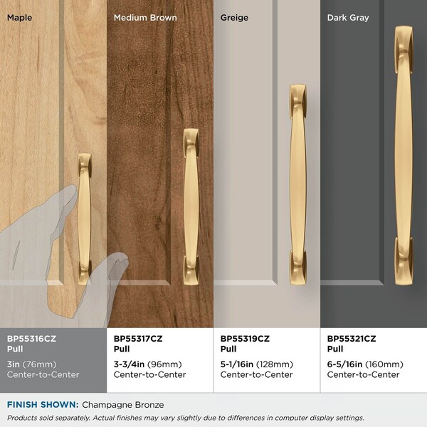 Amerock Highland Ridge 3 in 76 mm Center-to-Center Champagne Bronze Cabinet Pull - BP55316CZ