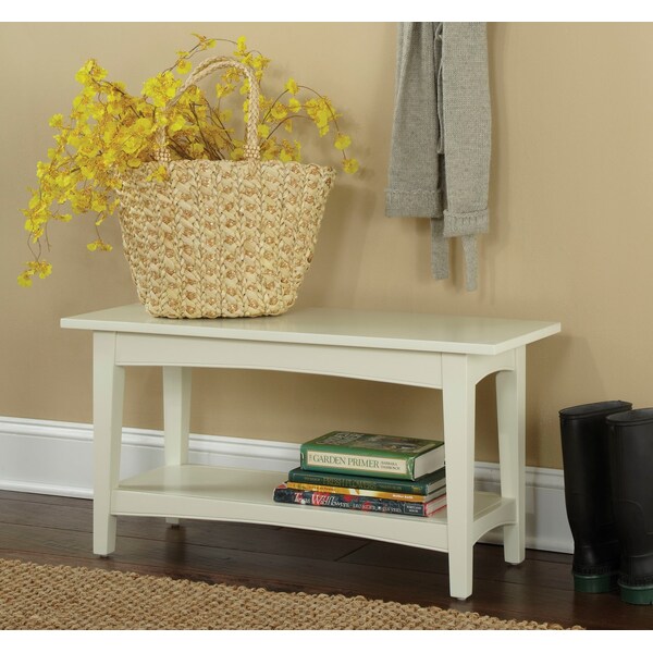 Alaterre Furniture Shaker Cottage Tray Shelf Coat Hook with Bench Set, Ivory - ASCA0309IV