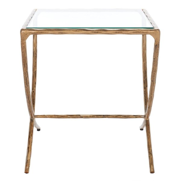 Safavieh 18 x 18 x 20 in. Debbie Square Metal Accent Table, Brass - SFV9523A