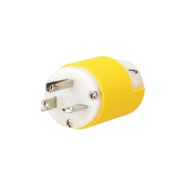 Hubbell Wiring Device-Kellems Straight Blade Plug, White/Yellow, 20 A - HBL54CM66CST