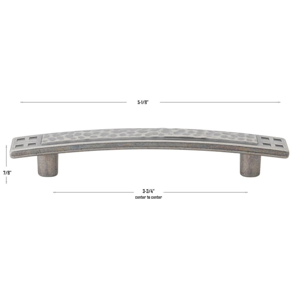 Gliderite Hardware 3-3/4 in. Center to Center Weathered Nickel Hammered Cabinet Pull - 4244-WN, 10PK - 4244-WN-10