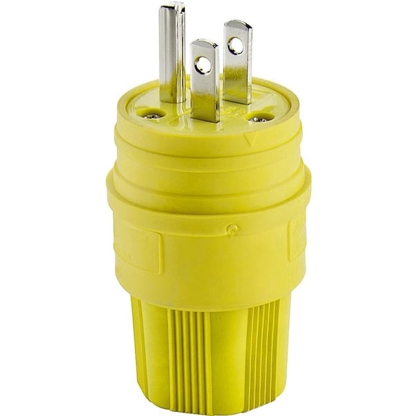 Eaton Wiring Devices Electrical Plug, 2 -Pole, 15 A, 125 V, IP66, NEMA: NEMA 5-15, Yellow - 14W47-K