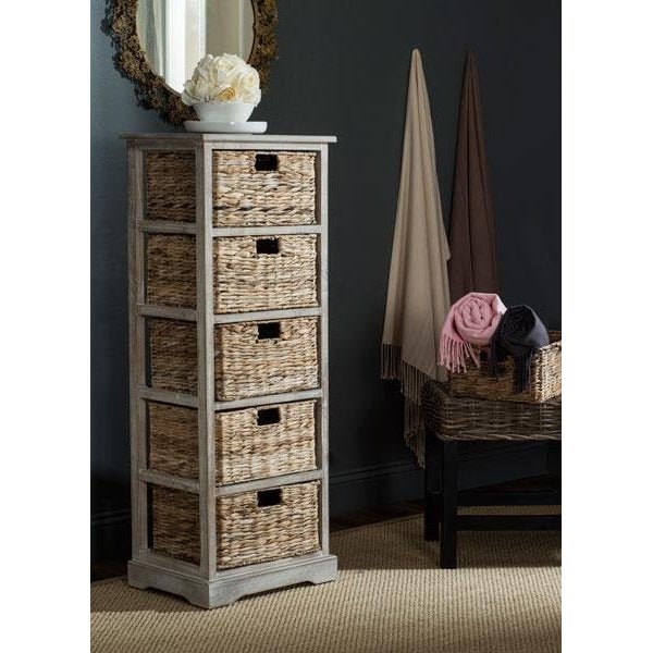 Safavieh Vedette 5 Basket Storage Chest- Vintage White - 46.1 x 13.4 x 17.3 in. - AMH5739E