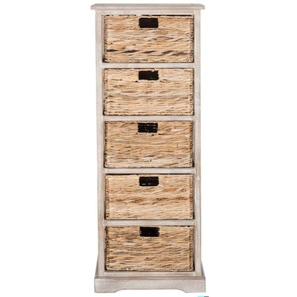 Safavieh Vedette 5 Basket Storage Chest- Vintage White - 46.1 x 13.4 x 17.3 in. - AMH5739E