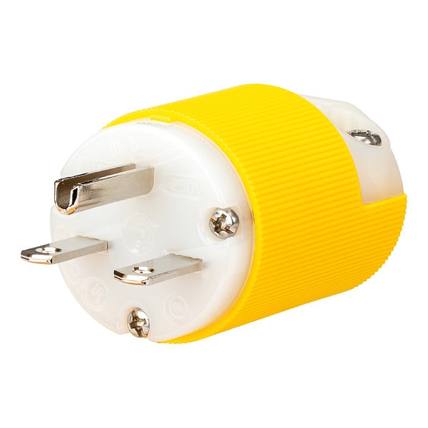 Hubbell Wiring Device-Kellems Straight Blade Plug, White/Yellow, 15 A - HBL56CM66CST