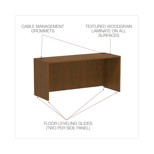 Alera Valencia Series Credenza Shell, 65w x 23.63d x 29.5h, Modern Walnut - ALEVA256624WA