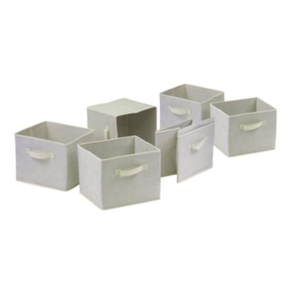Perfectpillows Capri Set of 6 Foldable Fabric Baskets - Beige - PE143691