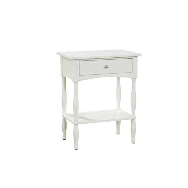 Alaterre Furniture Shaker Cottage End Table, Ivory - ASCA01IV