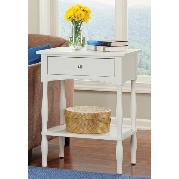 Alaterre Furniture Shaker Cottage End Table, Ivory - ASCA01IV
