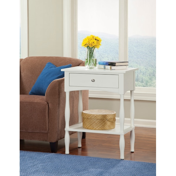 Alaterre Furniture Shaker Cottage End Table, Ivory - ASCA01IV