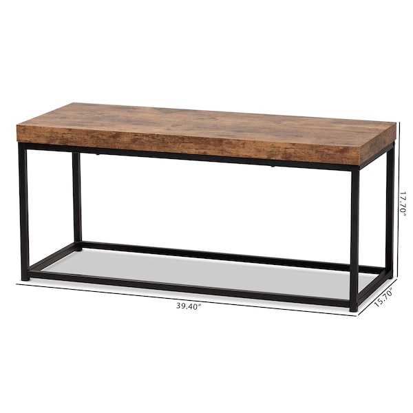 Baxton Studio Bardot Modern Industrial Walnut Brown Finished Wood and Black Metal Accent Bench - 207-12489