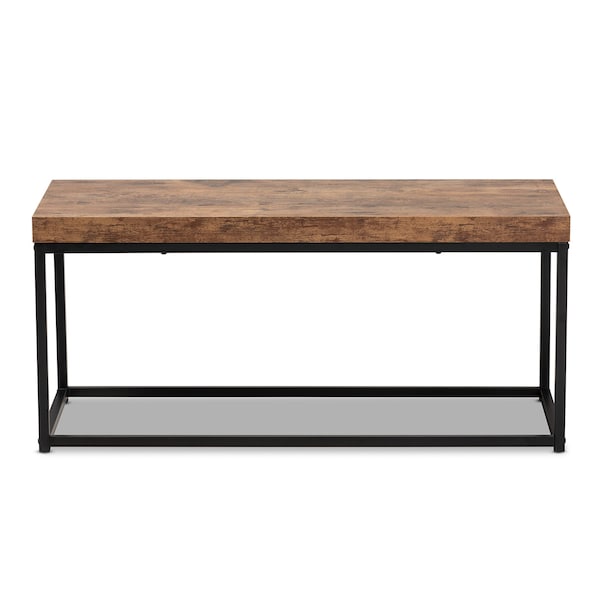 Baxton Studio Bardot Modern Industrial Walnut Brown Finished Wood and Black Metal Accent Bench - 207-12489