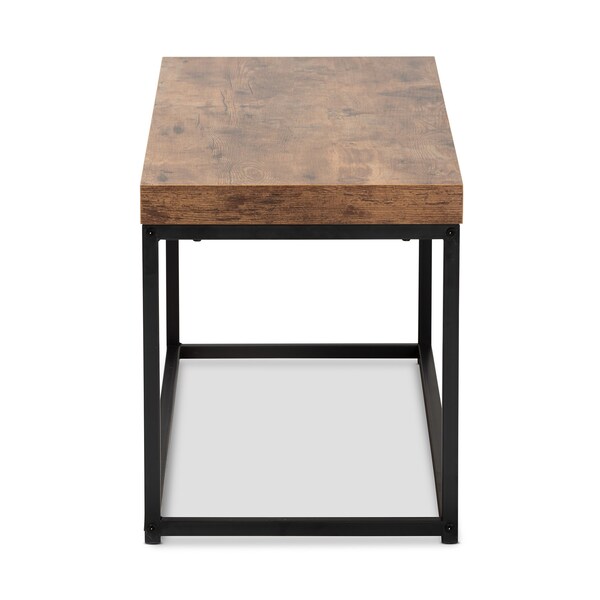 Baxton Studio Bardot Modern Industrial Walnut Brown Finished Wood and Black Metal Accent Bench - 207-12489