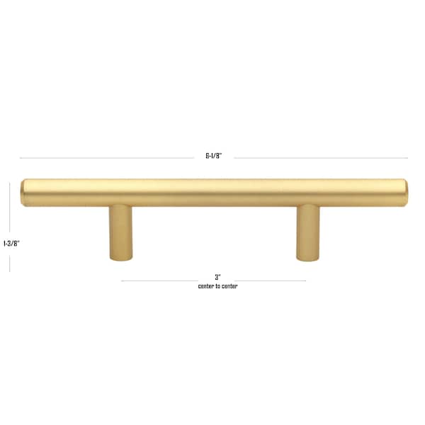 Gliderite Hardware 3 in. Center to Center Satin Gold Solid Steel Bar Pull - 5000-76-SG, 5PK - 5000-76-SG-5