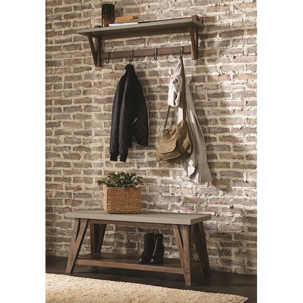 Alaterre Furniture Brookside 40"W Wood with Concrete-Coating Entryway Bench - AWBS0470C
