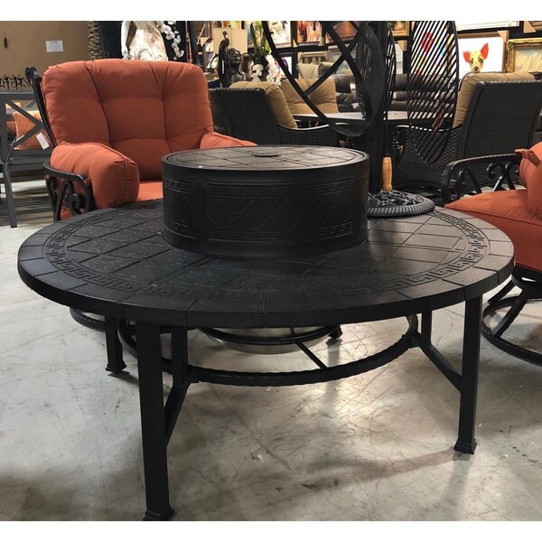 Afd Home 52 in. Aluminum Chillounger Round Table, Brown - 11170128