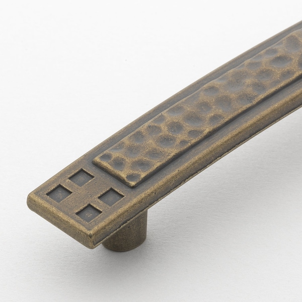 Gliderite Hardware 3-3/4 in. Center to Center Antique Brass Hammered Cabinet Pull - 4244-AB, 5PK - 4244-AB-5