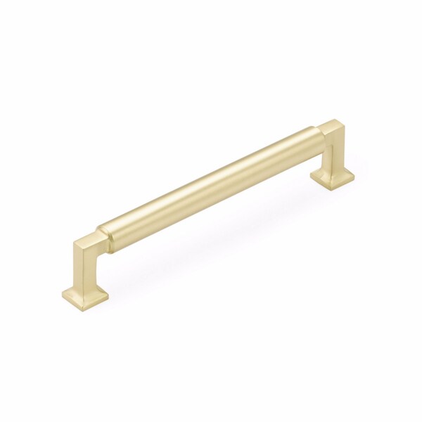 Schaub 6in Center to Center Haniburton Cabinet Pull Satin Brass Finish - 476-SB