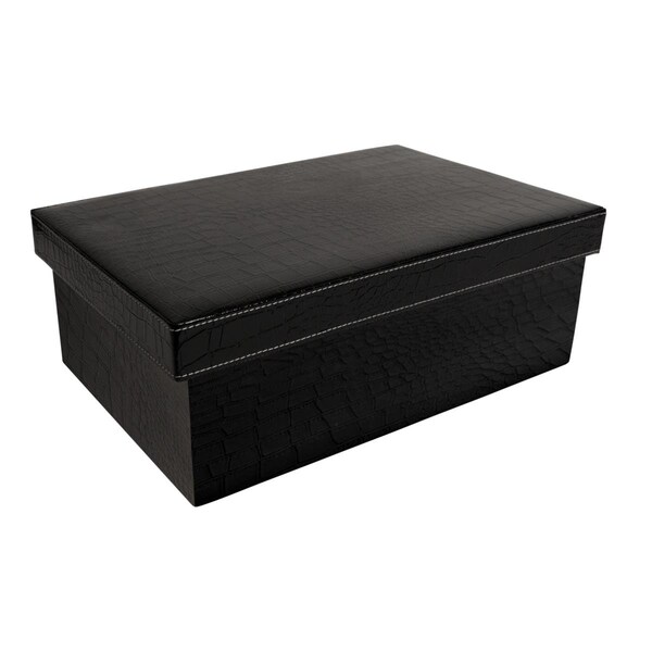Hearthstone Furniture 7109-BLK Embossed Paperboard Box with Lid  Black , 2PK - HE3959184