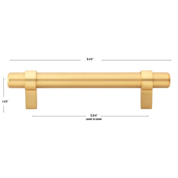 Gliderite Hardware 3-3/4 in. Center to Center Satin Gold Solid Steel Bar Pull - 4006-96-SG, 25PK - 4006-96-SG-25