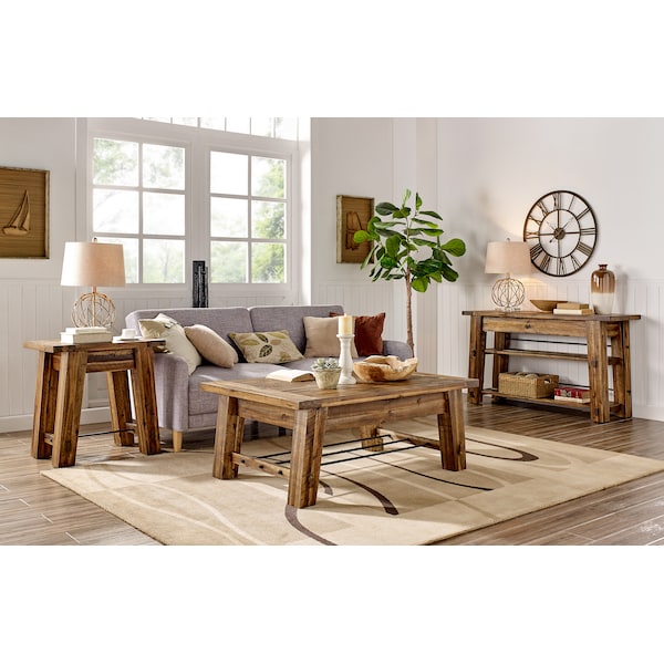 Alaterre Furniture Durango 54"L Industrial Wood Console/Media Table with Two Shelves - ANDU1074