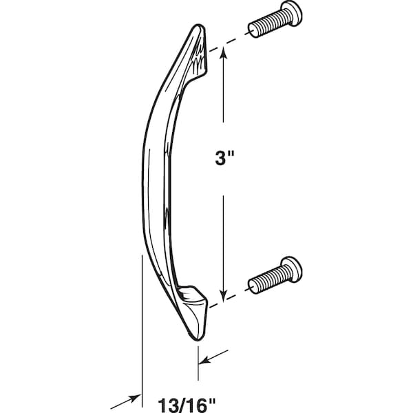 Prime-Line Cabinet Door Pull Handle, Chrome Plated, 3 in. Hole Center 2 pack - U 9051