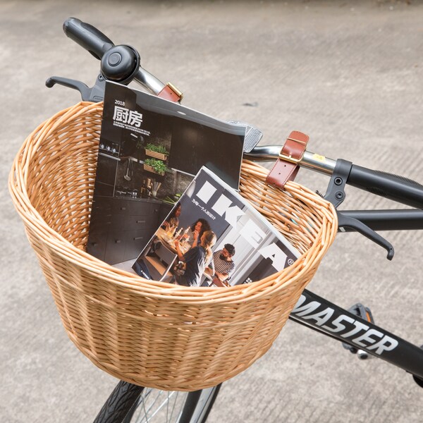 Wickerwise Vintiquewise Wicker Front Bike Baskets Universal Handlebar Mount for All Bikes and ages - QI003420
