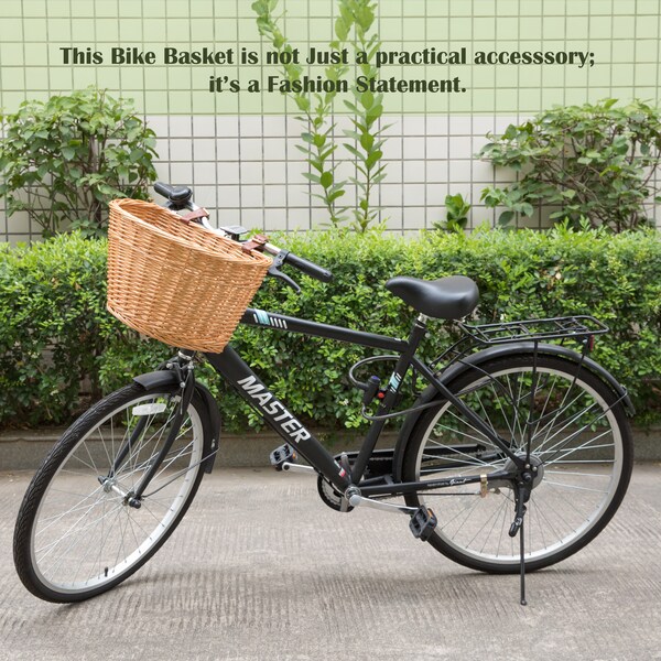 Wickerwise Vintiquewise Wicker Front Bike Baskets Universal Handlebar Mount for All Bikes and ages - QI003420