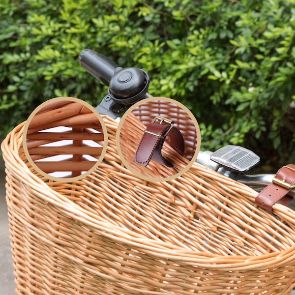 Wickerwise Vintiquewise Wicker Front Bike Baskets Universal Handlebar Mount for All Bikes and ages - QI003420