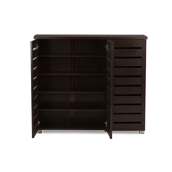 Baxton Studio Adalwin 3-Door Dark Brown Wooden Entryway Shoes Storage Cabinet - 118-6517