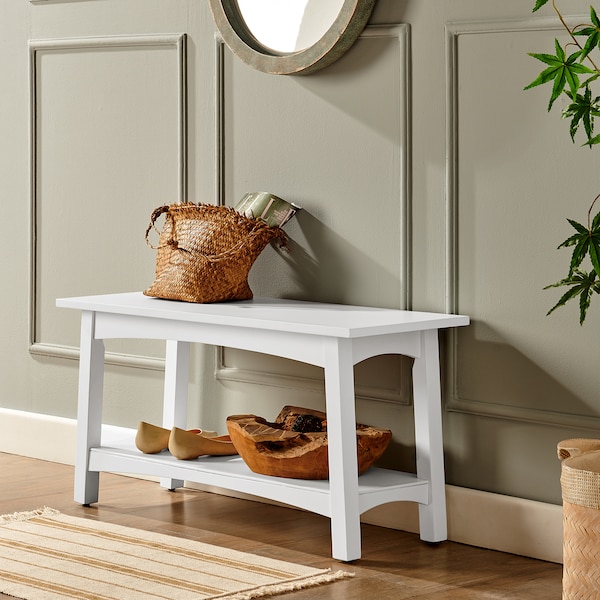 Alaterre Furniture Craftsbury 36"W Wood Entryway Bench - ANCB03WH