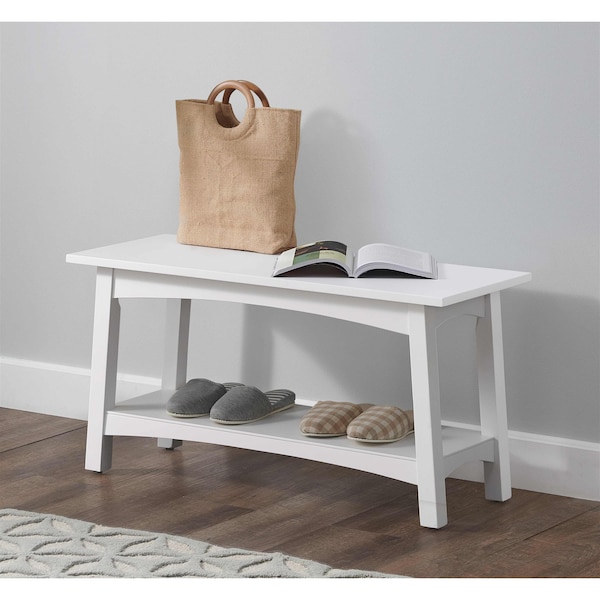 Alaterre Furniture Craftsbury 36"W Wood Entryway Bench - ANCB03WH