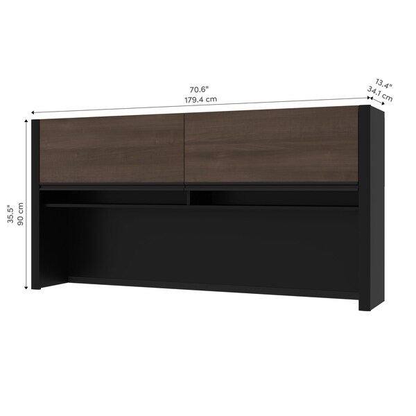 Bestar Connexion 71W Hutch for Narrow Desk Shell, Antigua & Black - 93510-000052