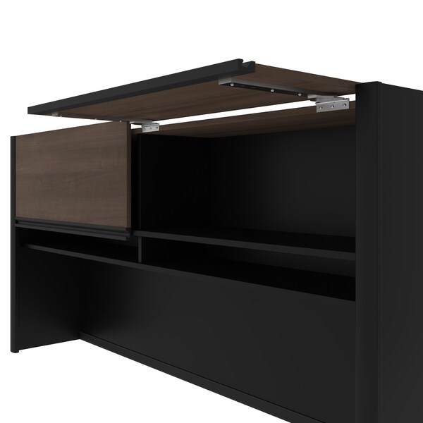 Bestar Connexion 71W Hutch for Narrow Desk Shell, Antigua & Black - 93510-000052