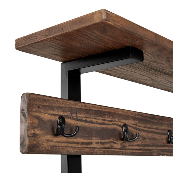 Alaterre Furniture Pomona Entryway Hall Tree with Bench, Shelves & Coat Hooks, Depth: 14 - AMBA2820