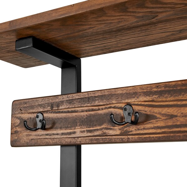 Alaterre Furniture Pomona Entryway Hall Tree with Bench, Shelves & Coat Hooks, Depth: 14 - AMBA2820